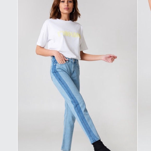 two tone panel jeans
